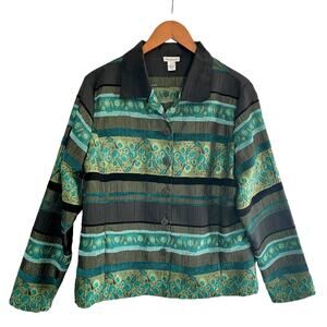 Bechamel Vintage Multiprint Multitextural Green Blazer LG Fairy Whimsical Unique